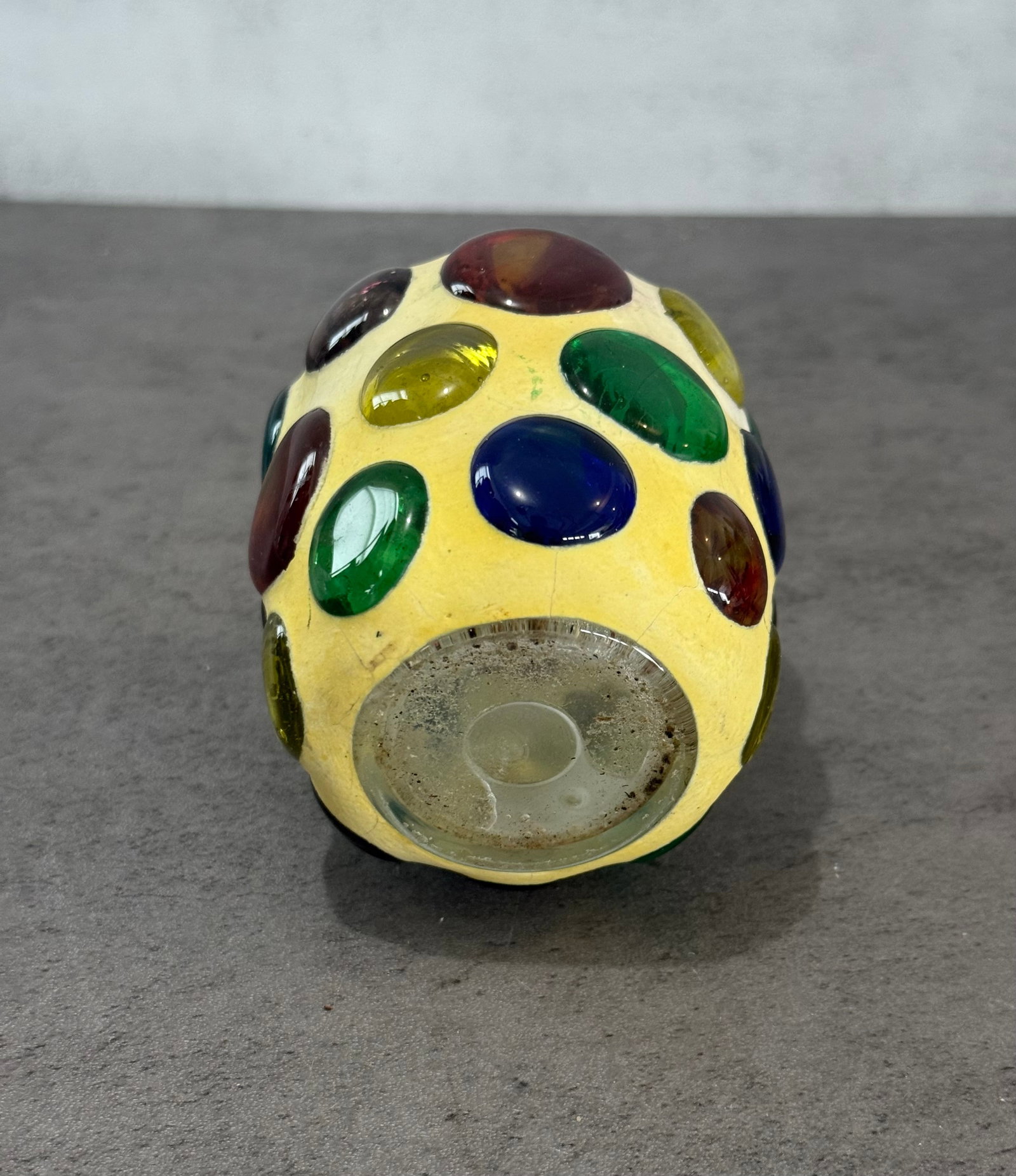 Vintage Decorative Vessel with Multicolor Glass Cabochon Design - 2
