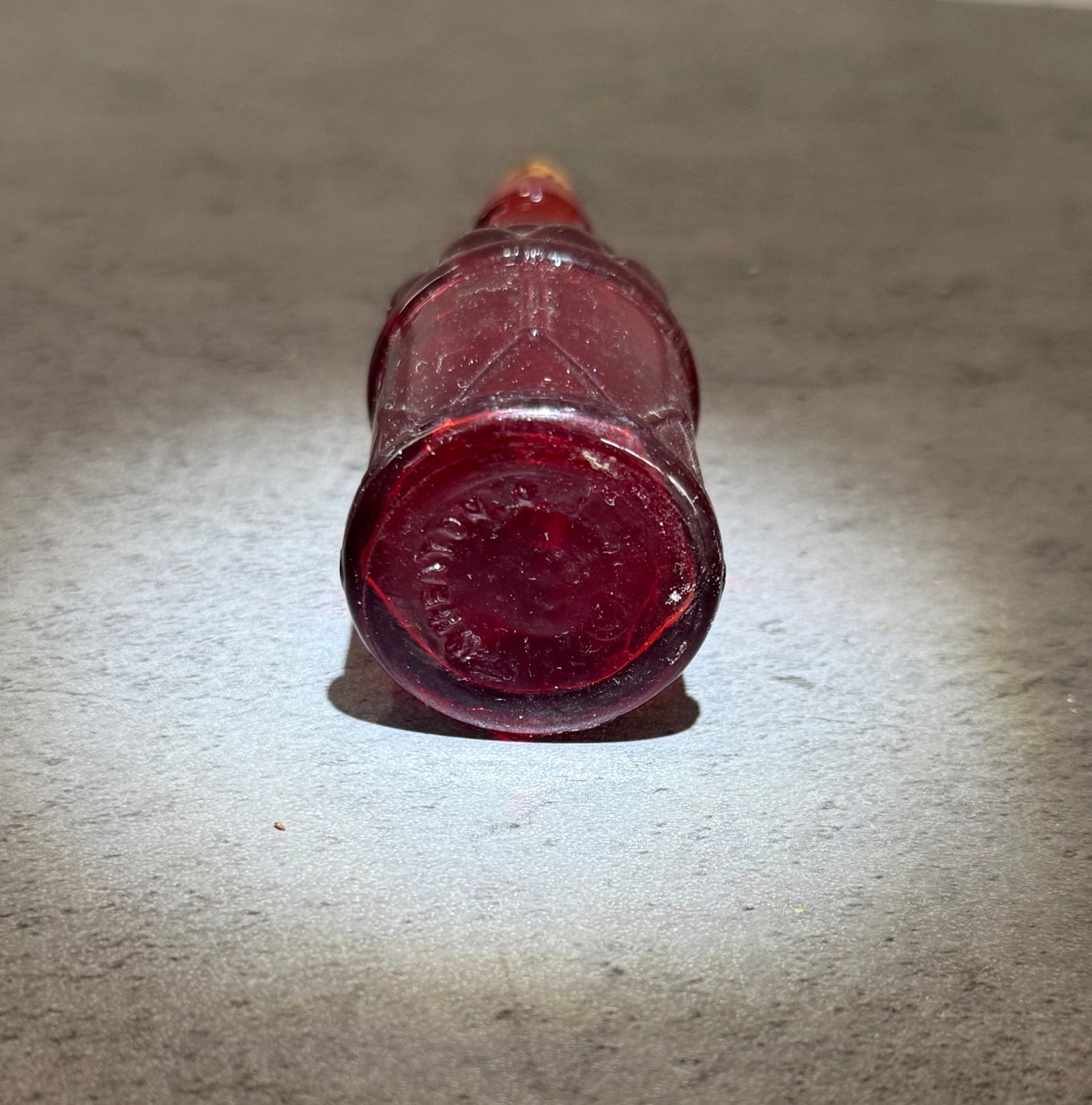 Wheaton NJ Vintage Miniature Ruby Red Glass Hobnail Bitters Style Bottle - 2