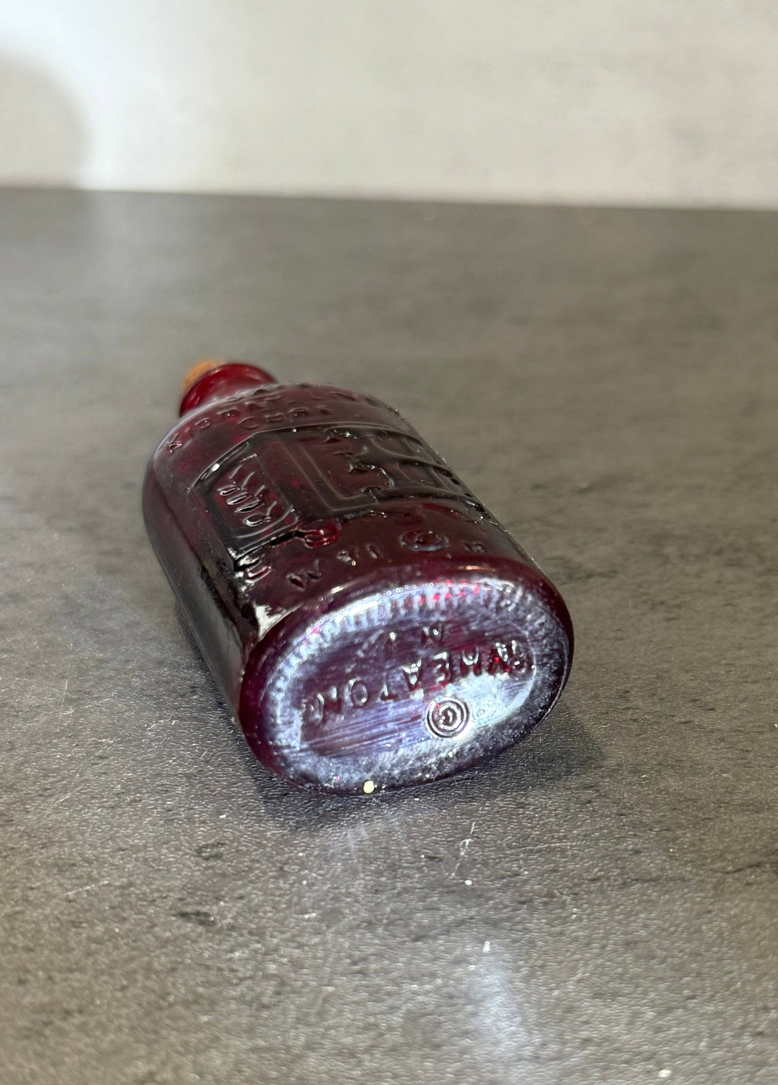 Wheaton NJ Vintage Miniature Ruby Red Glass Bottle, Frank’s Safe Kidney & Liver Cure - 2