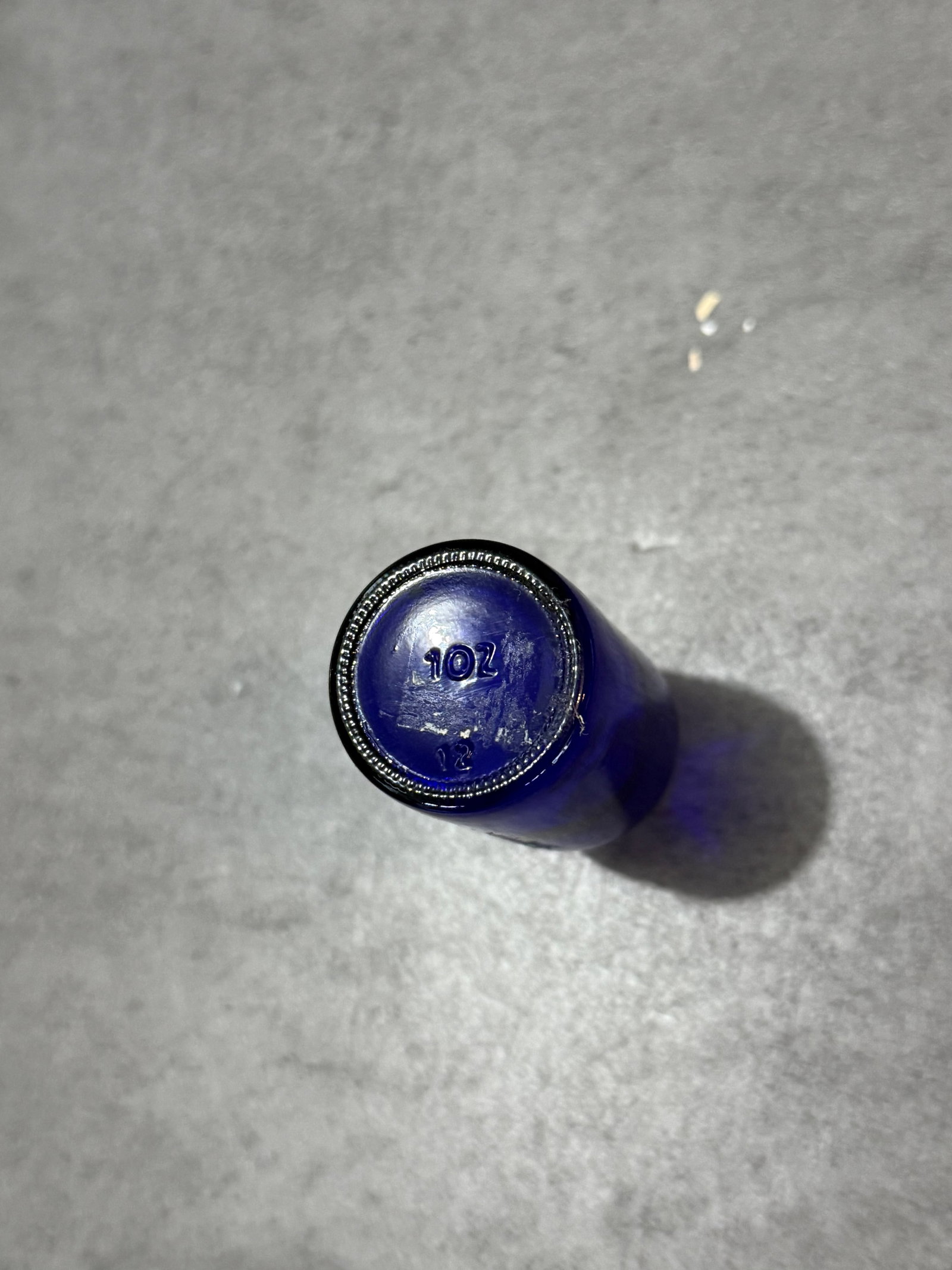 Vintage Cobalt Blue Glass Boston Round Bottle - 2