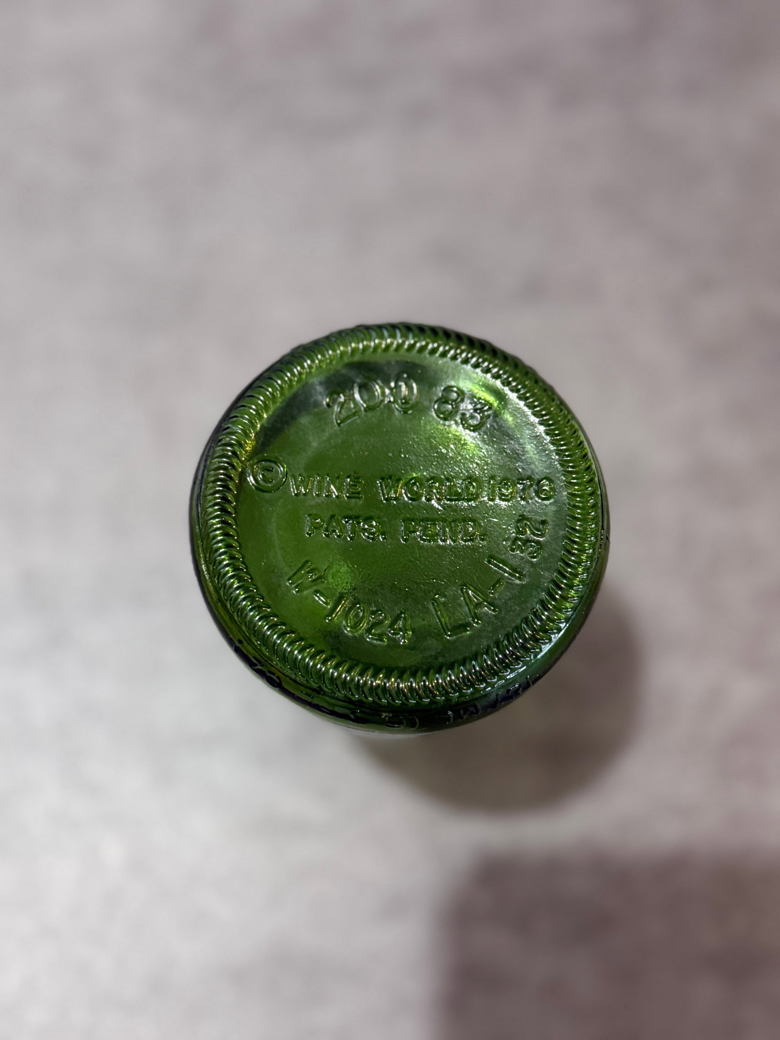 Vintage Wine World 1976 Green Glass Mini Bottle 6.3 fl oz - 2
