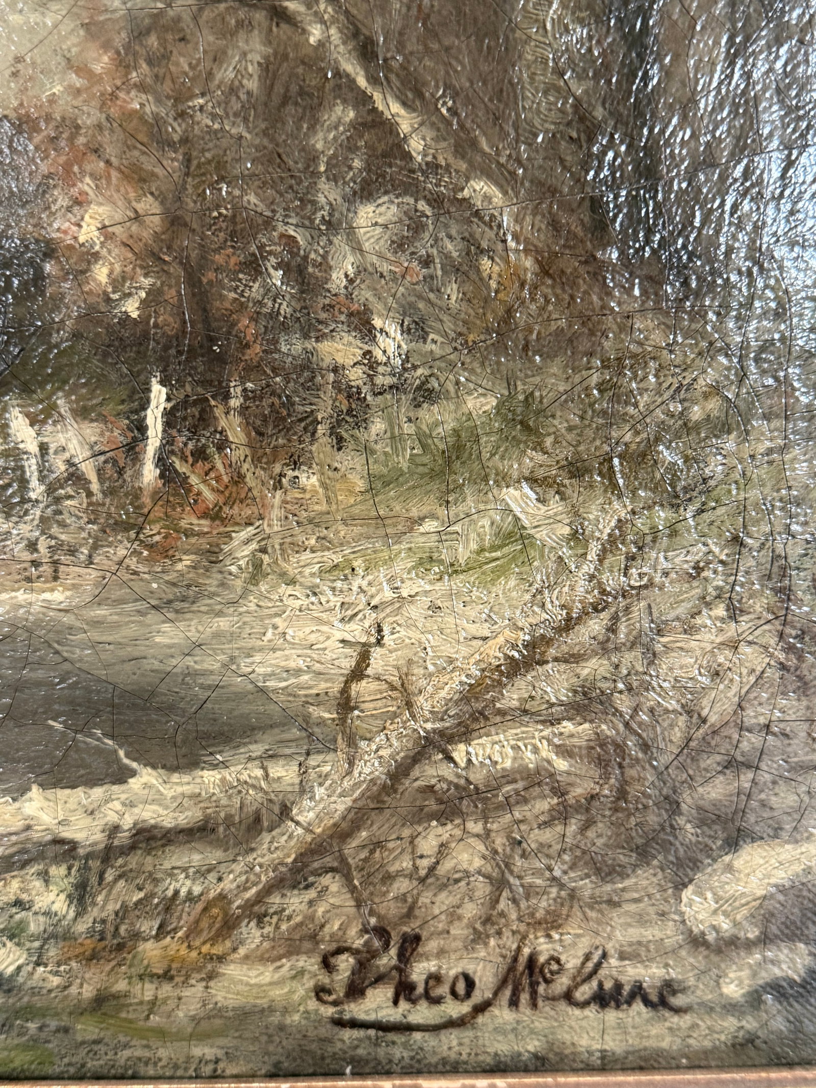 Theo McLane Signed Winter Landscape Oil on Canvas Painting - 3