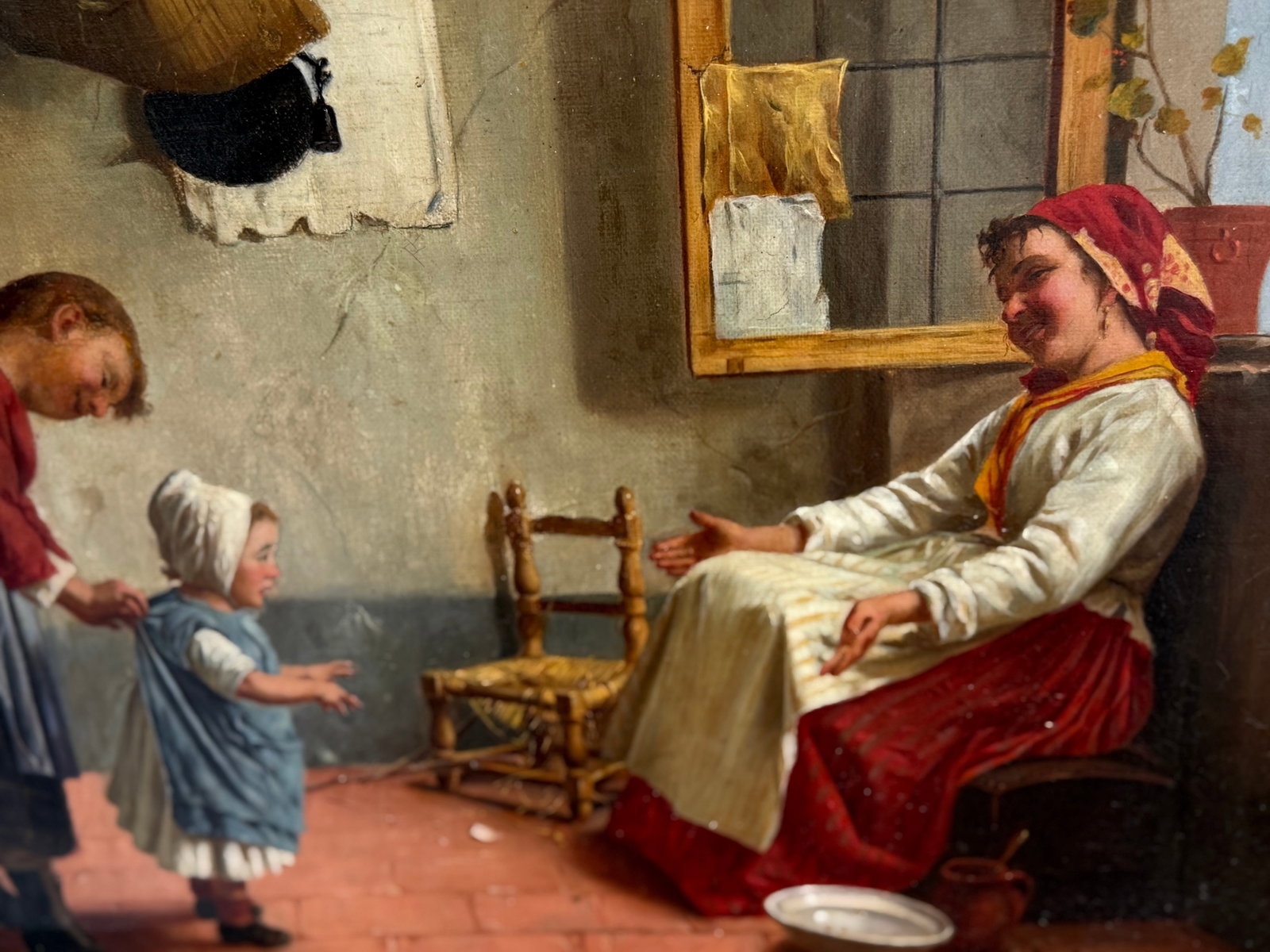 Continental Genre Scene Painting on Canvas After Gioconda Sani - 2