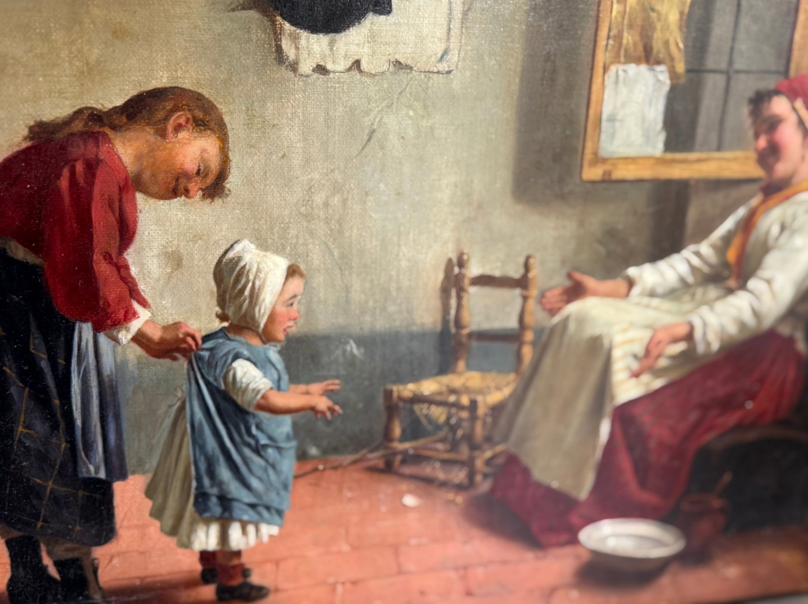 Continental Genre Scene Painting on Canvas After Gioconda Sani - 3