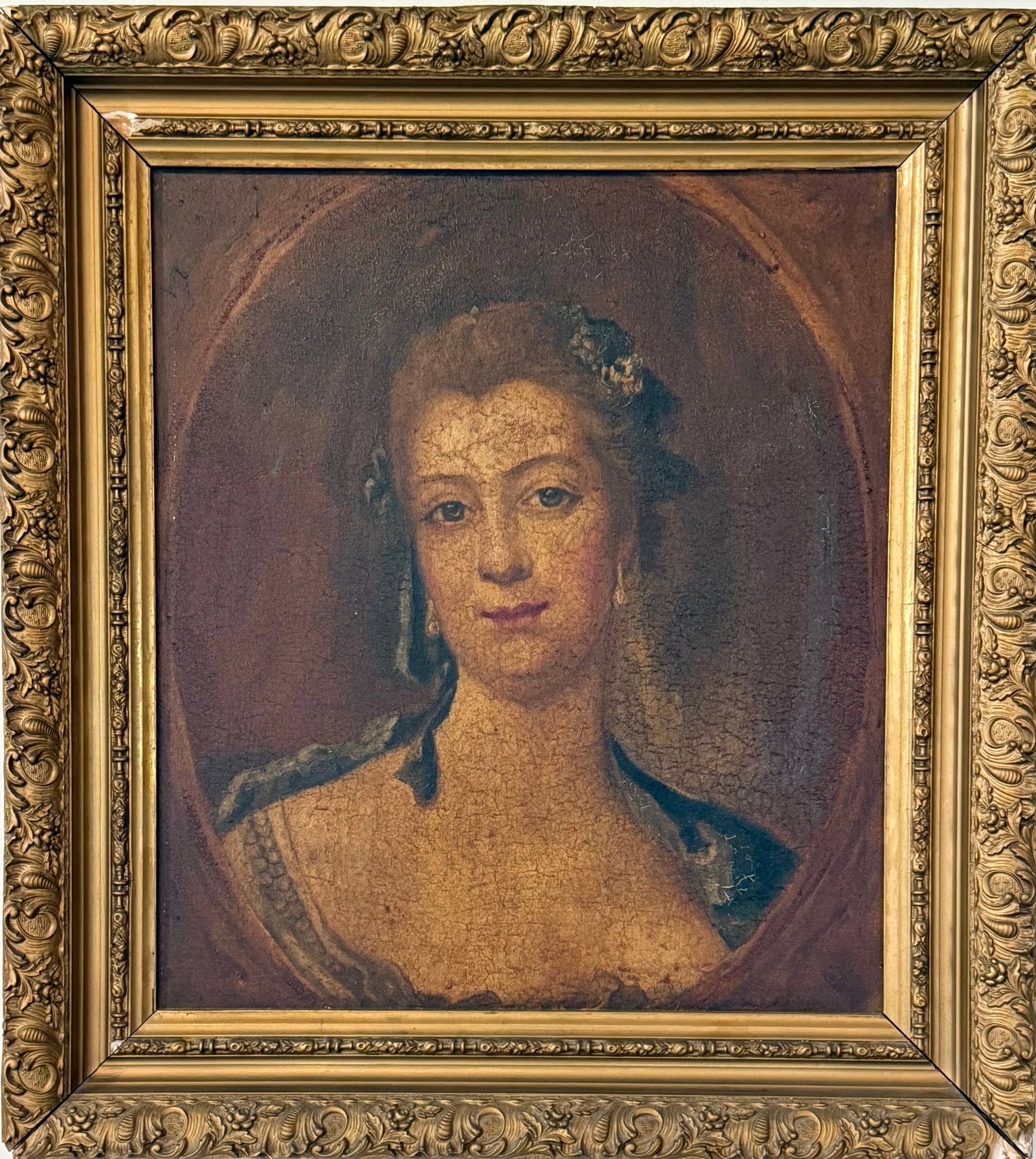Antique Continental Portrait of a Lady Oil Painting After François Boucher (1 of 3)