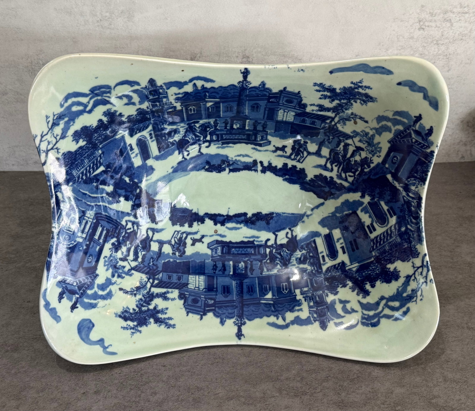 Vintage Chinoiserie Blue & White Transferware Serving Tray (1 of 2)
