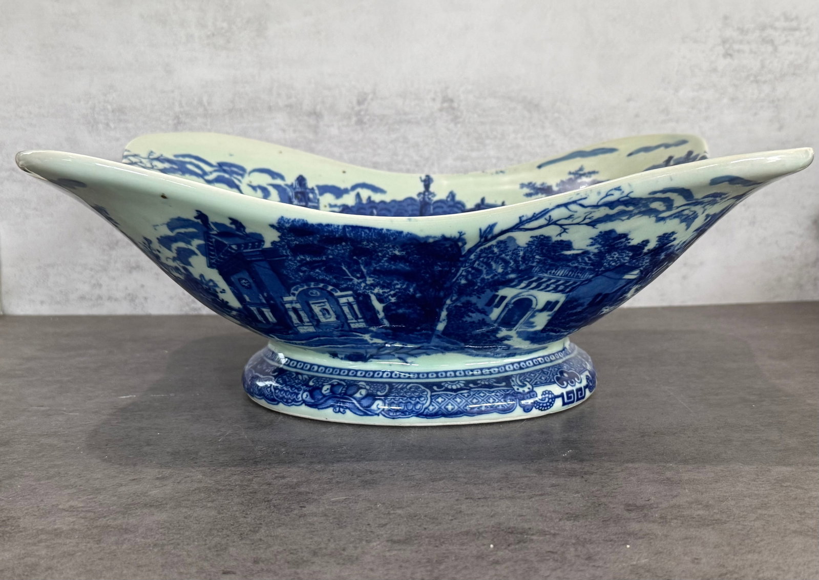Vintage Chinoiserie Blue & White Transferware Serving Tray - 2