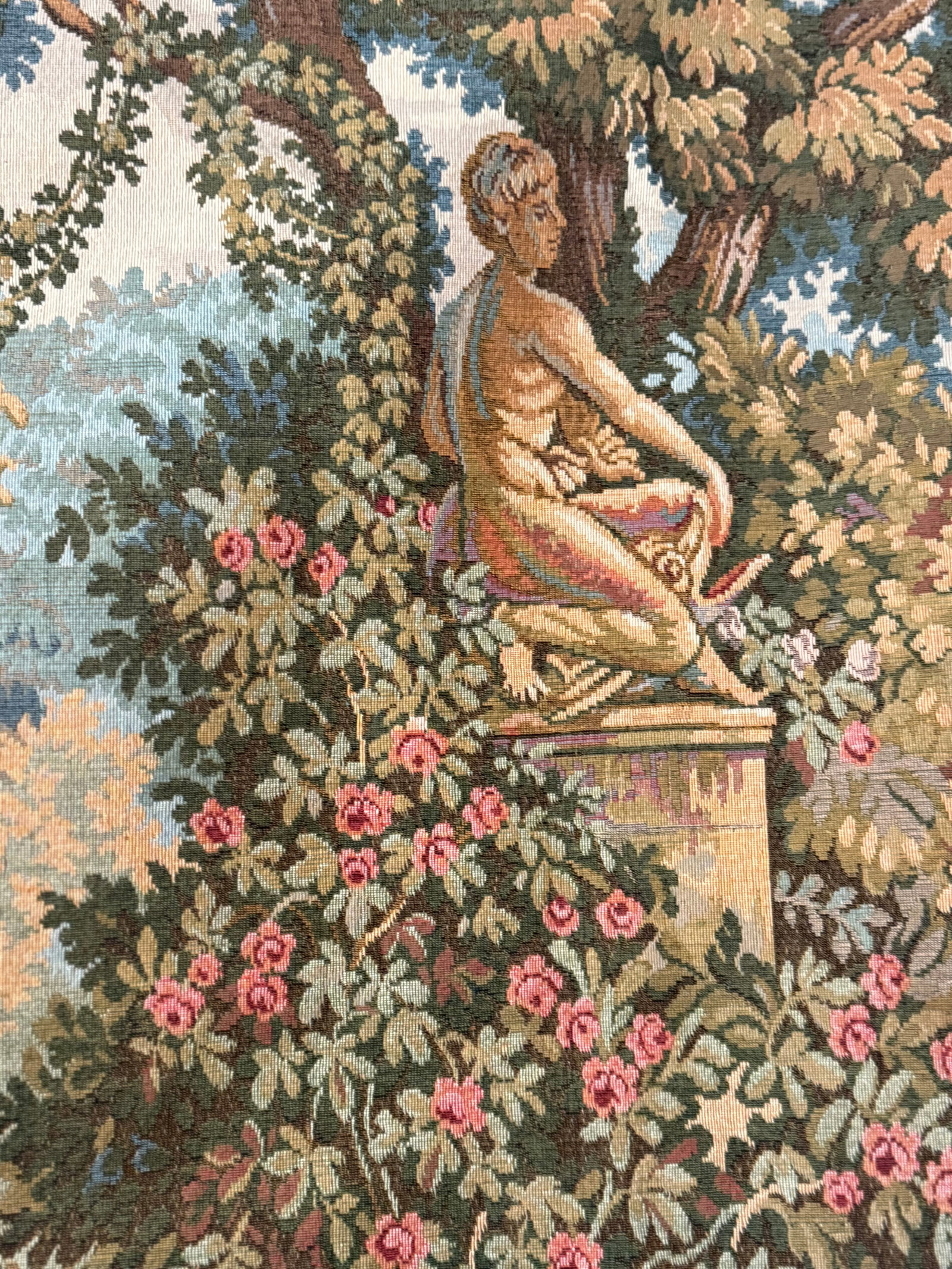 French Style Verdure Pastoral Tapestry with Classical Garden Scene - 2