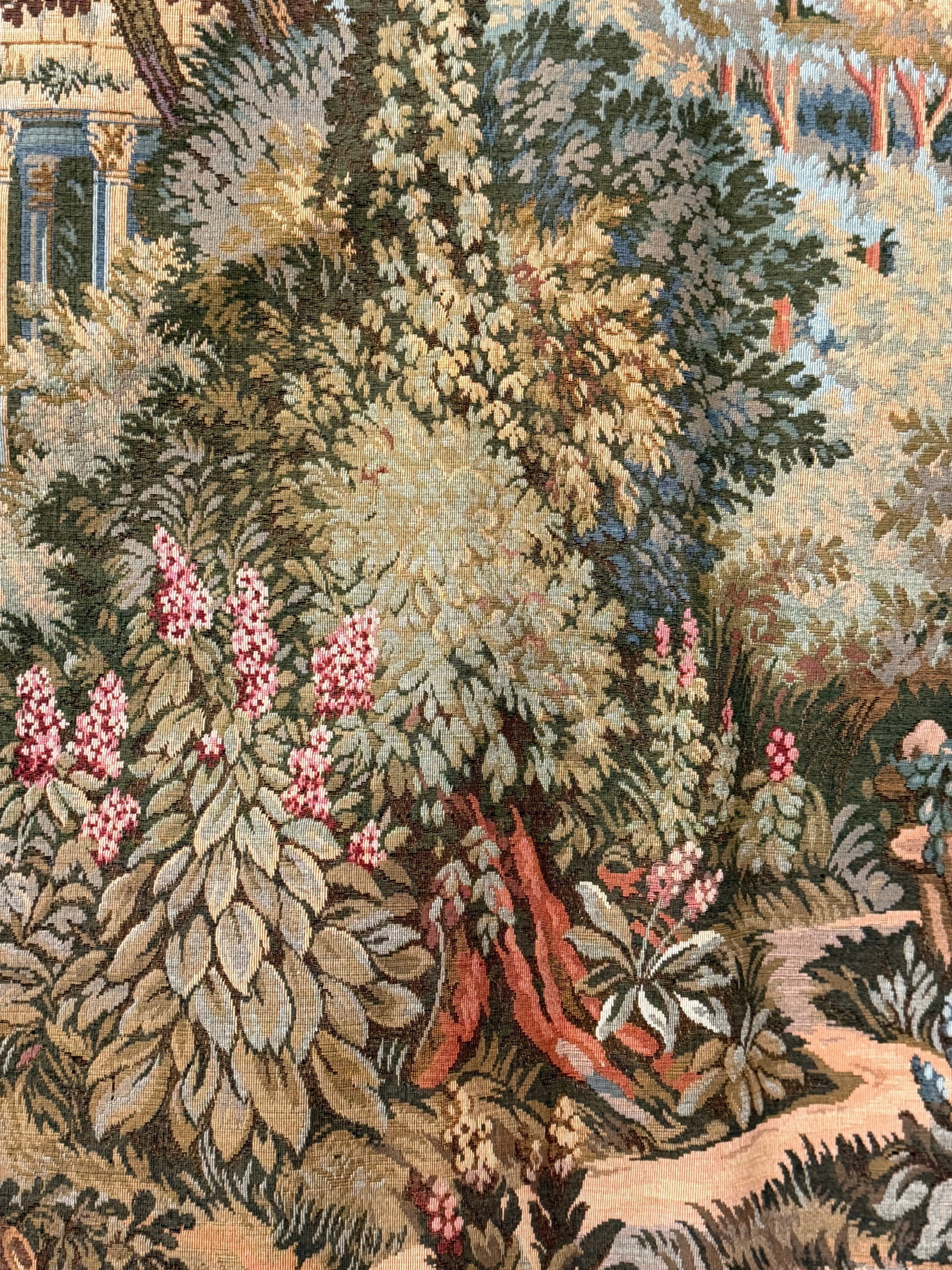 French Style Verdure Pastoral Tapestry with Classical Garden Scene - 3