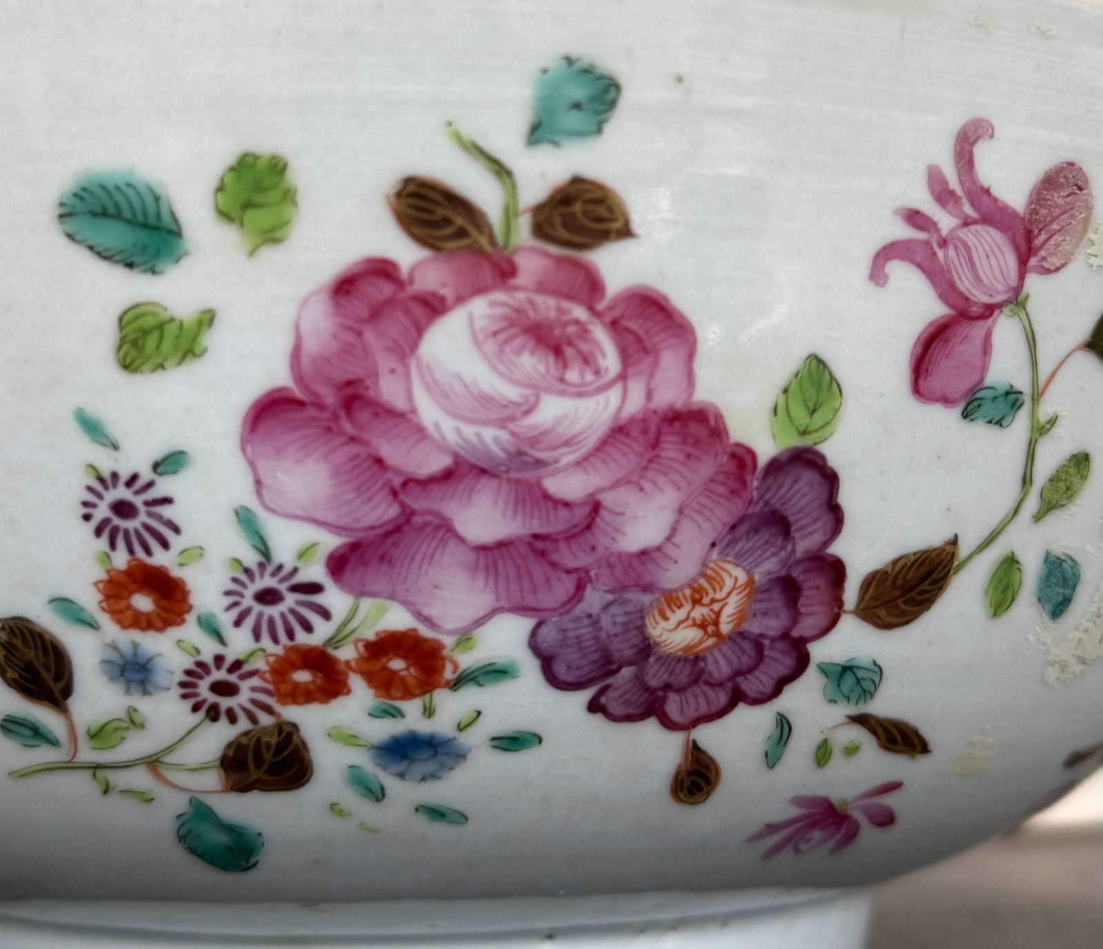 Chinese Export Famille Rose Floral Porcelain Bowl & Plate - 3