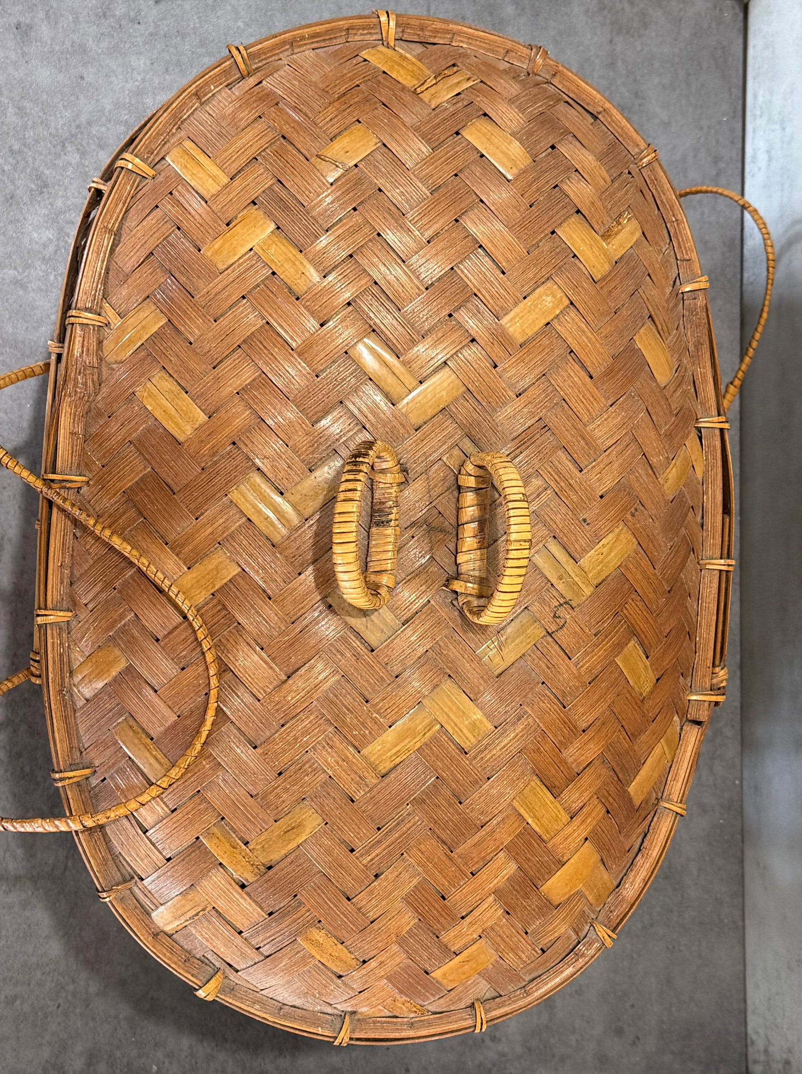 Handwoven Bamboo Basket Box with Raised Bamboo Legs and Cover - 3
