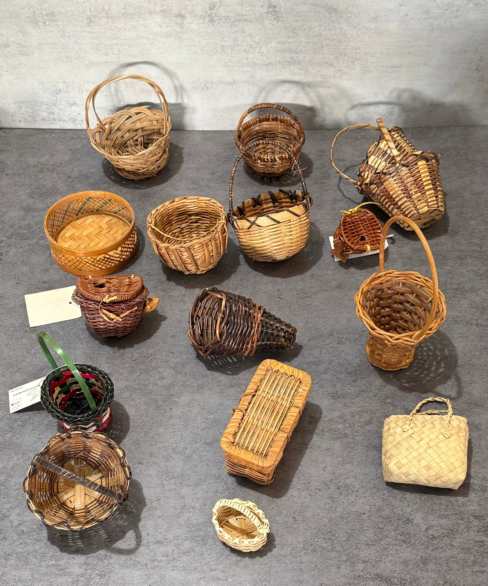 Group of Miniature Handwoven Baskets and Woven Containers (1 of 1)