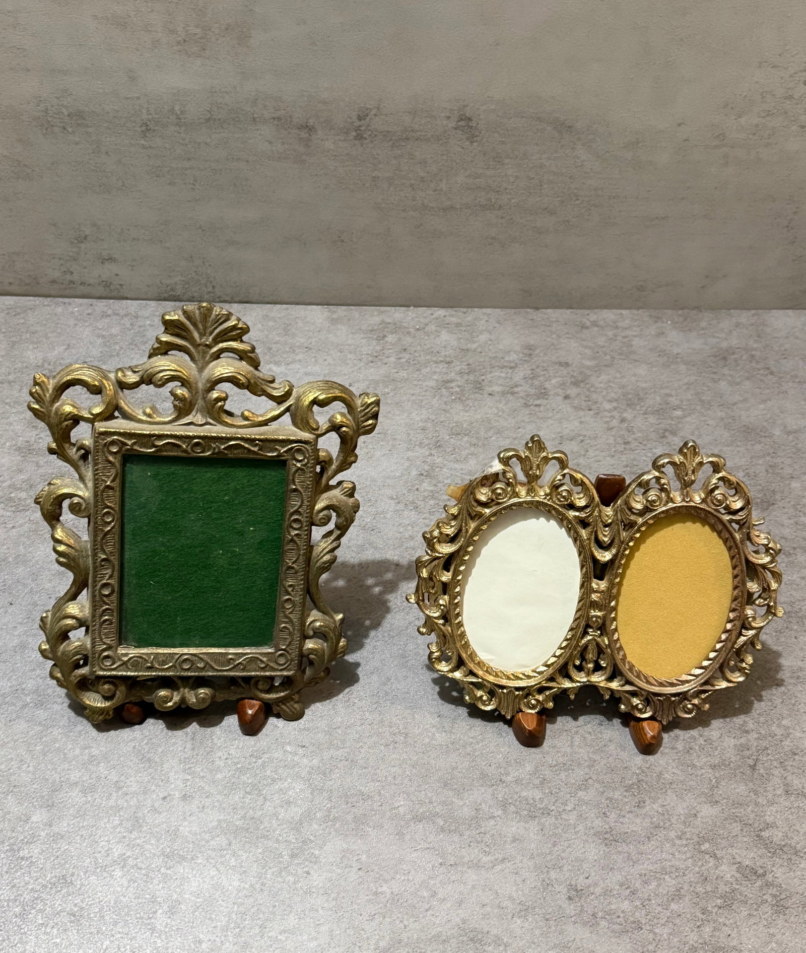 Two Ornate Rococo Style Heavy Gilt Metal Easel Back Picture Frames (1 of 2)