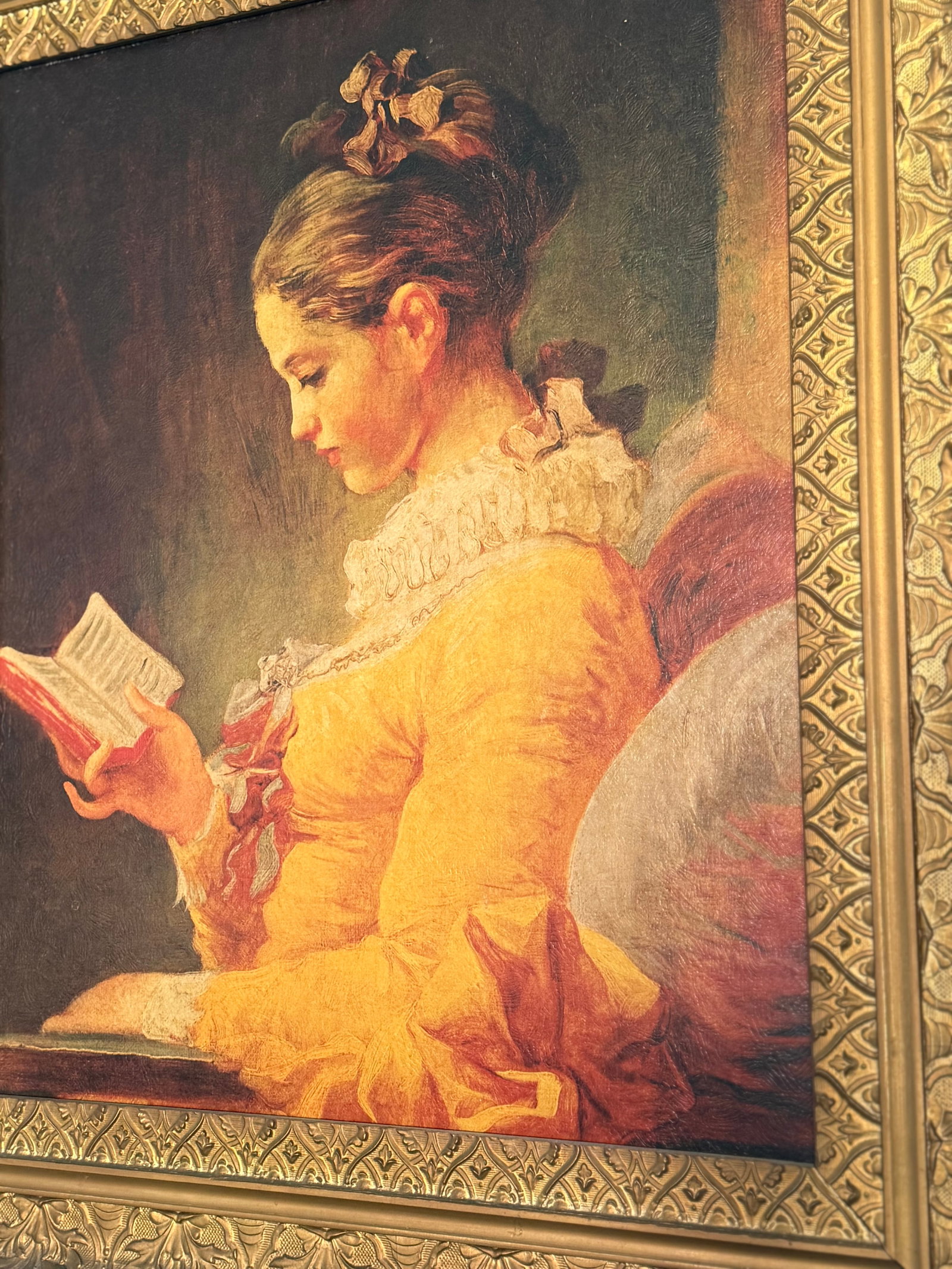 FRAMED OIL PRINT AFTER JEAN-HONORÉ FRAGONARD “YOUNG GIRL READING” - 2