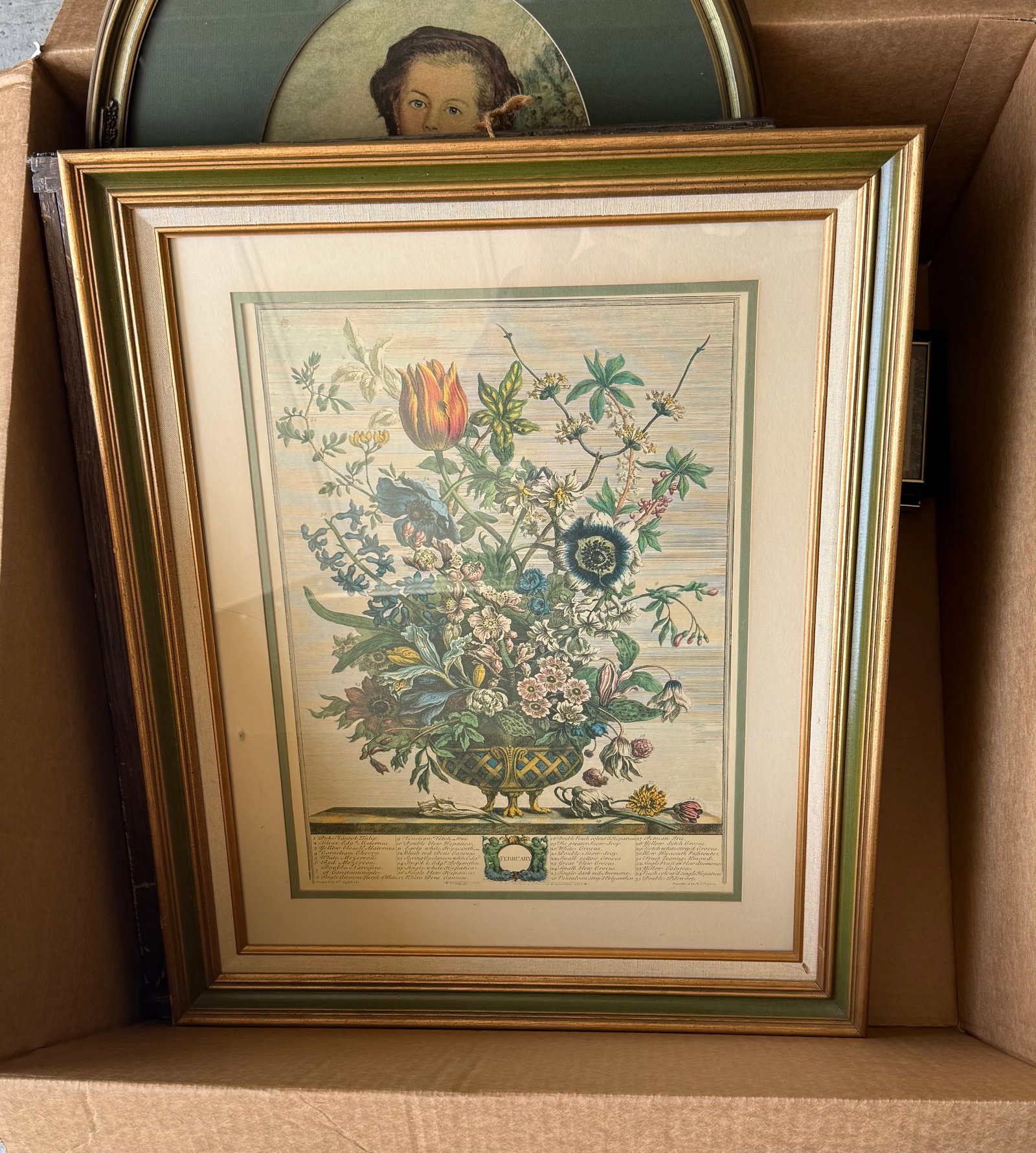 BOX LOT OF FRAMED PRINTS & WALL CLOCK, 8+ PIECES (1 of 6)