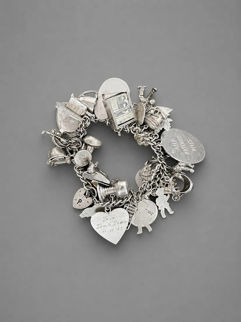 Mostly Sterling Silver Vintage Charm Bracelet with 20 + Charms, 4.7 oz (1 of 4)