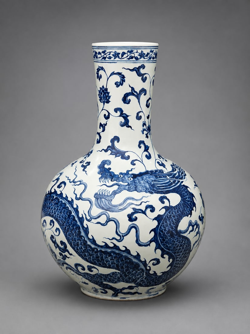 Chinese Blue and White Porcelain Dragon Vase (1 of 7)
