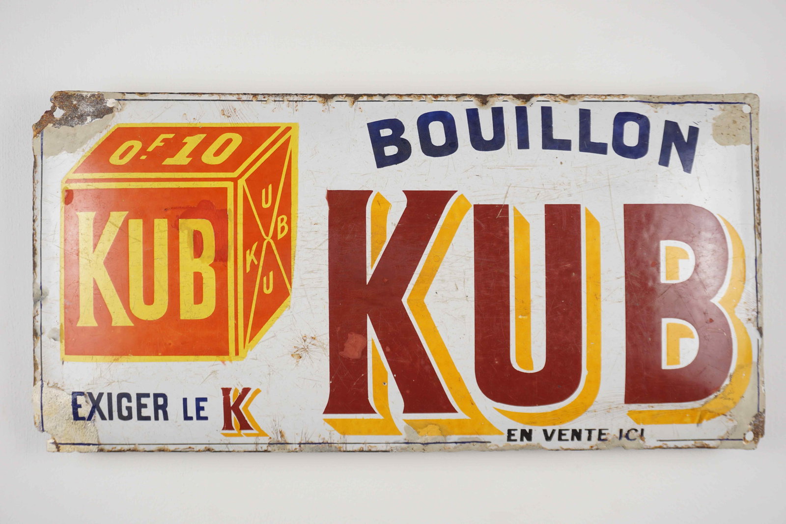 Convex Enamel Sign: Convex Enamel Sign Brand: Kub Bouillon Tax: - Enamel Factory: - Dimensions: H24x48