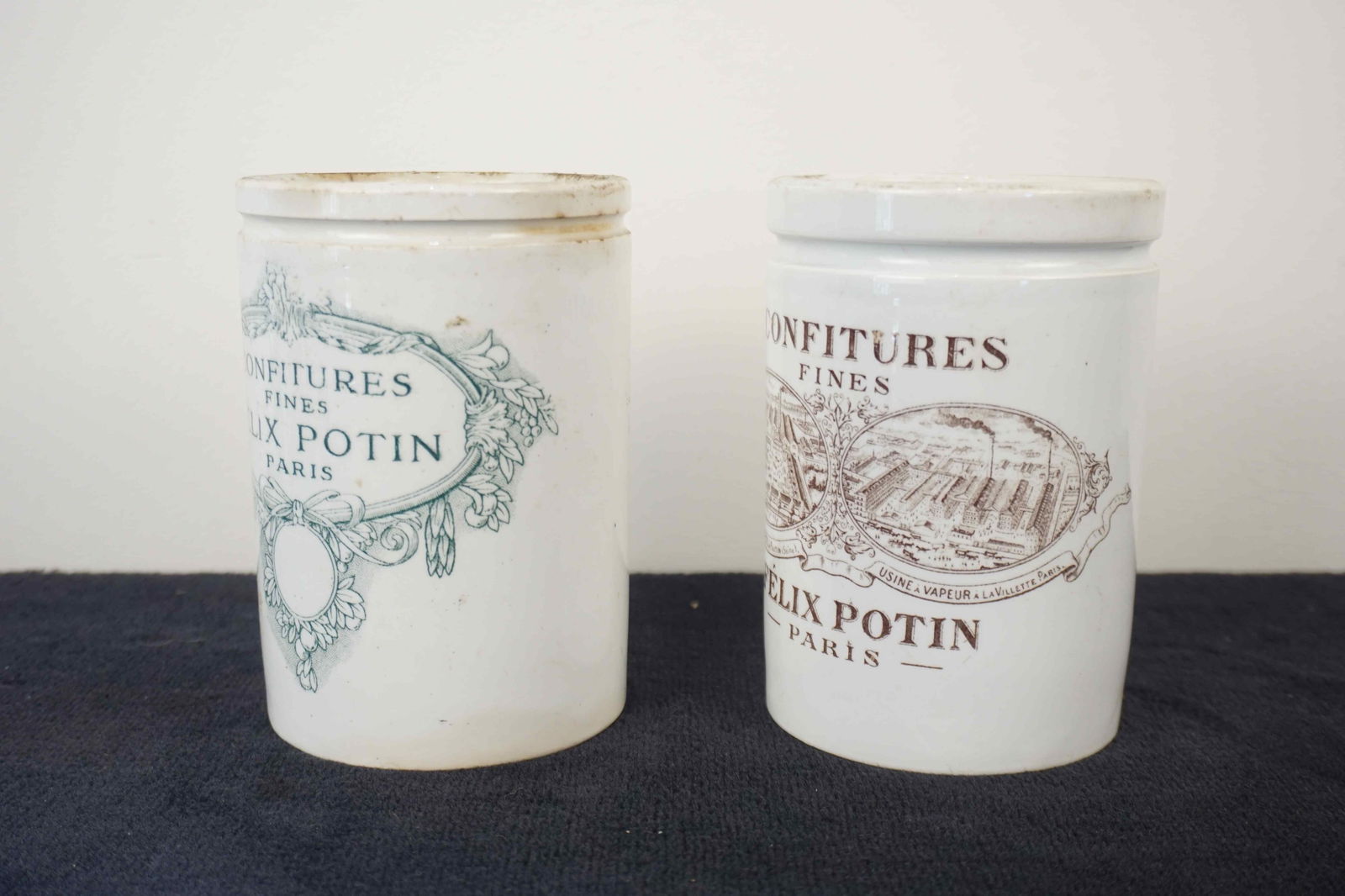 Pair of Felix Potin jam jars: Pair of Felix Potin jam jars Dimensions: H13,5