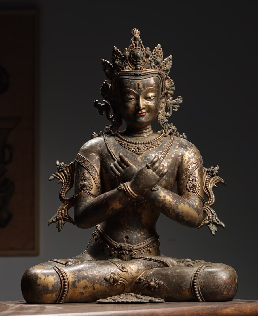 Qing Dynasty Bronze Gilded Diamond Master Statue (1 of 11)