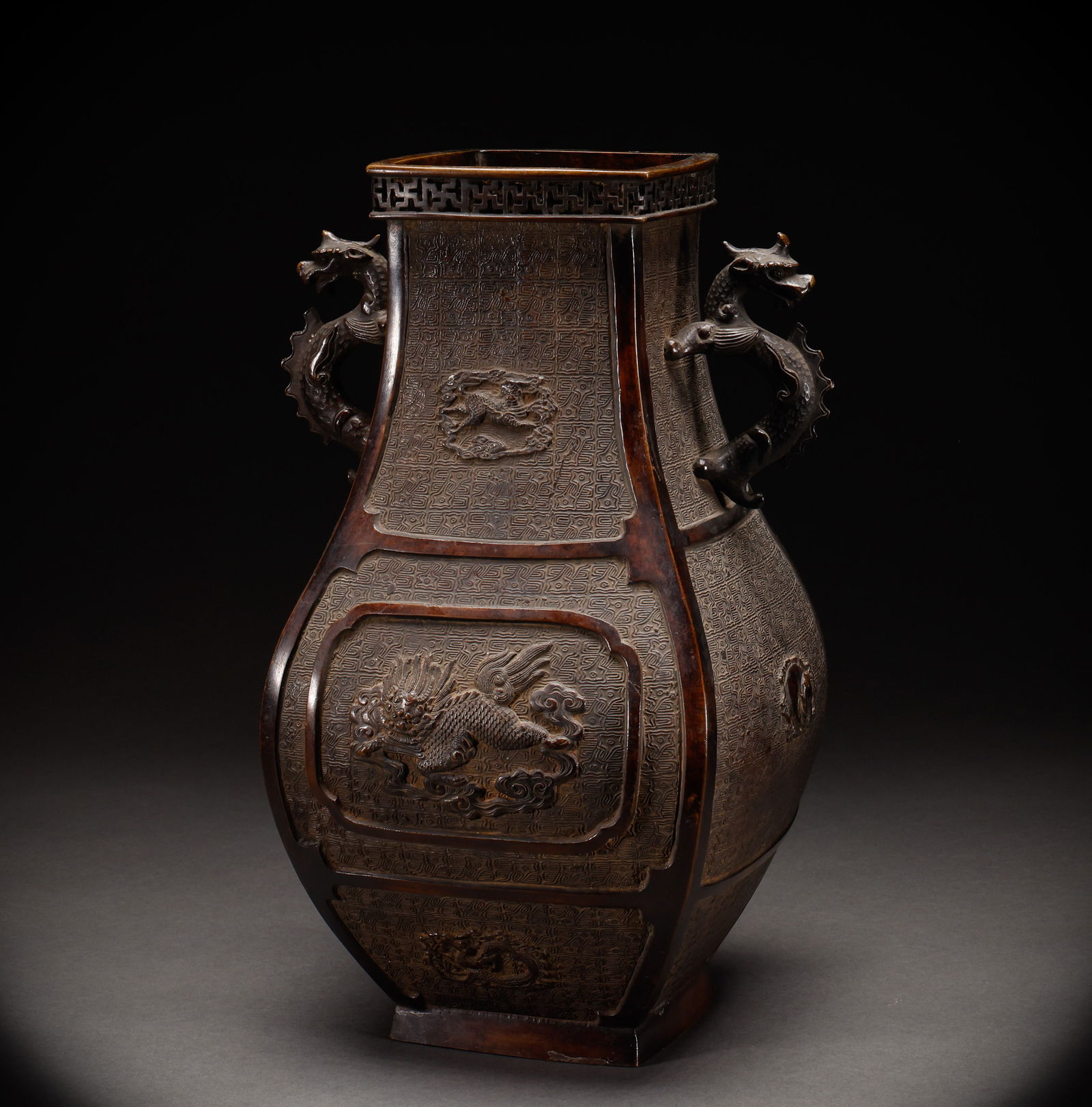 Qing Dynasty copper square vase (1 of 11)