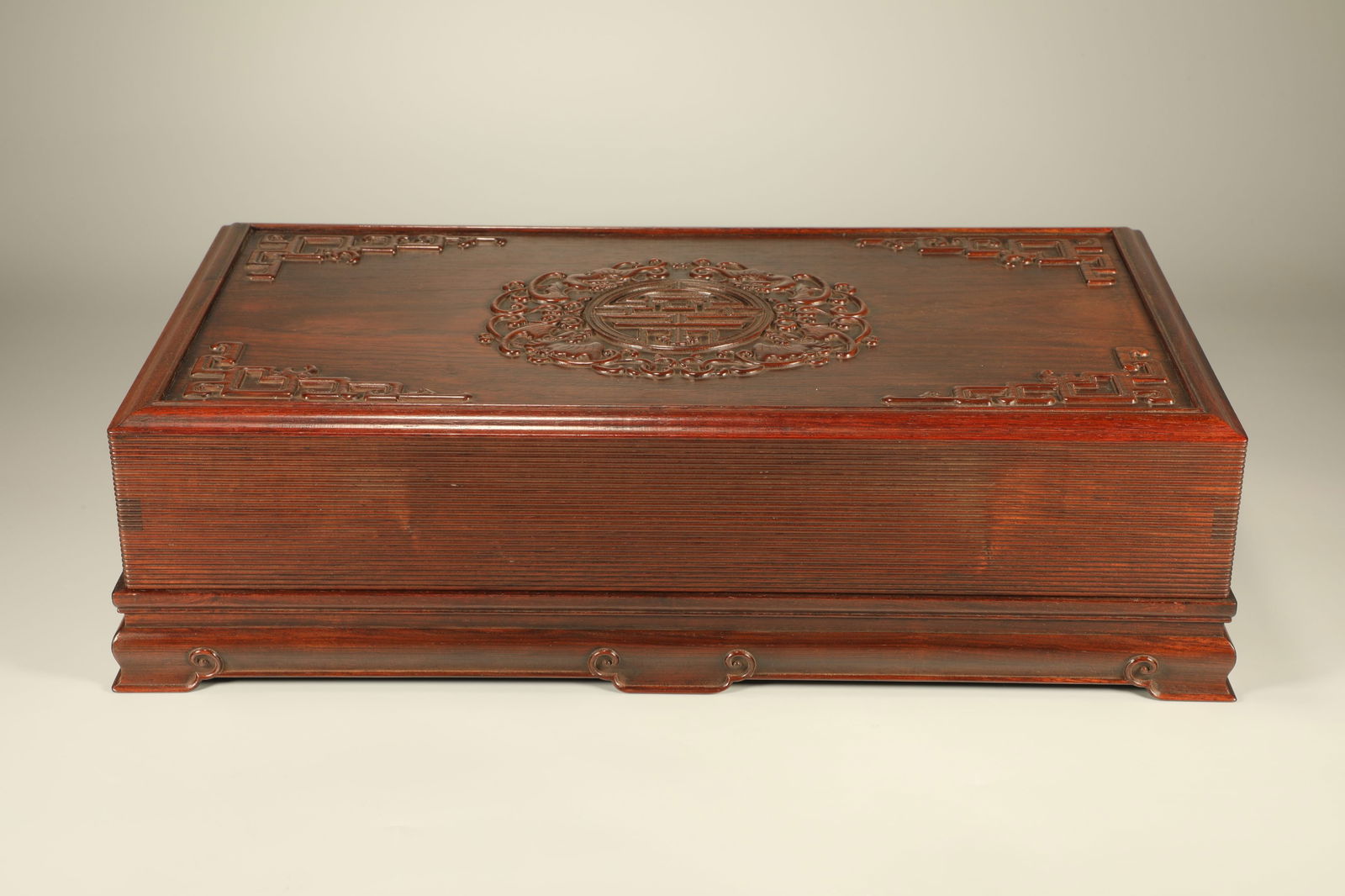 Qing Dynasty Huanghua Pear Carving Fortune and Longevity Pattern Cover Box (1 of 6)