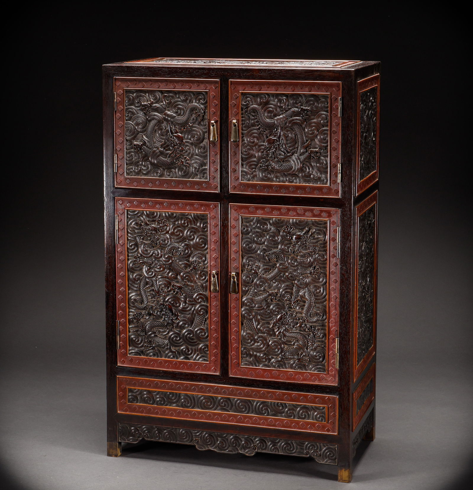 Qing Dynasty Purple Sandalwood Dragon Pattern Bo Gu Cabinet (1 of 10)