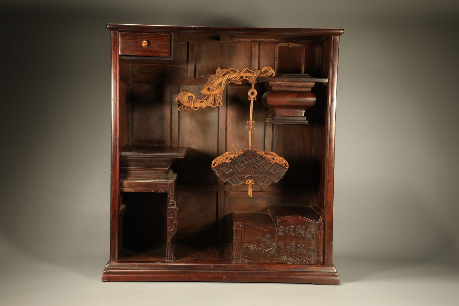 Qing Dynasty Huanghua Pear Fuqing Pattern Multi Treasure Cabinet (1 of 7)