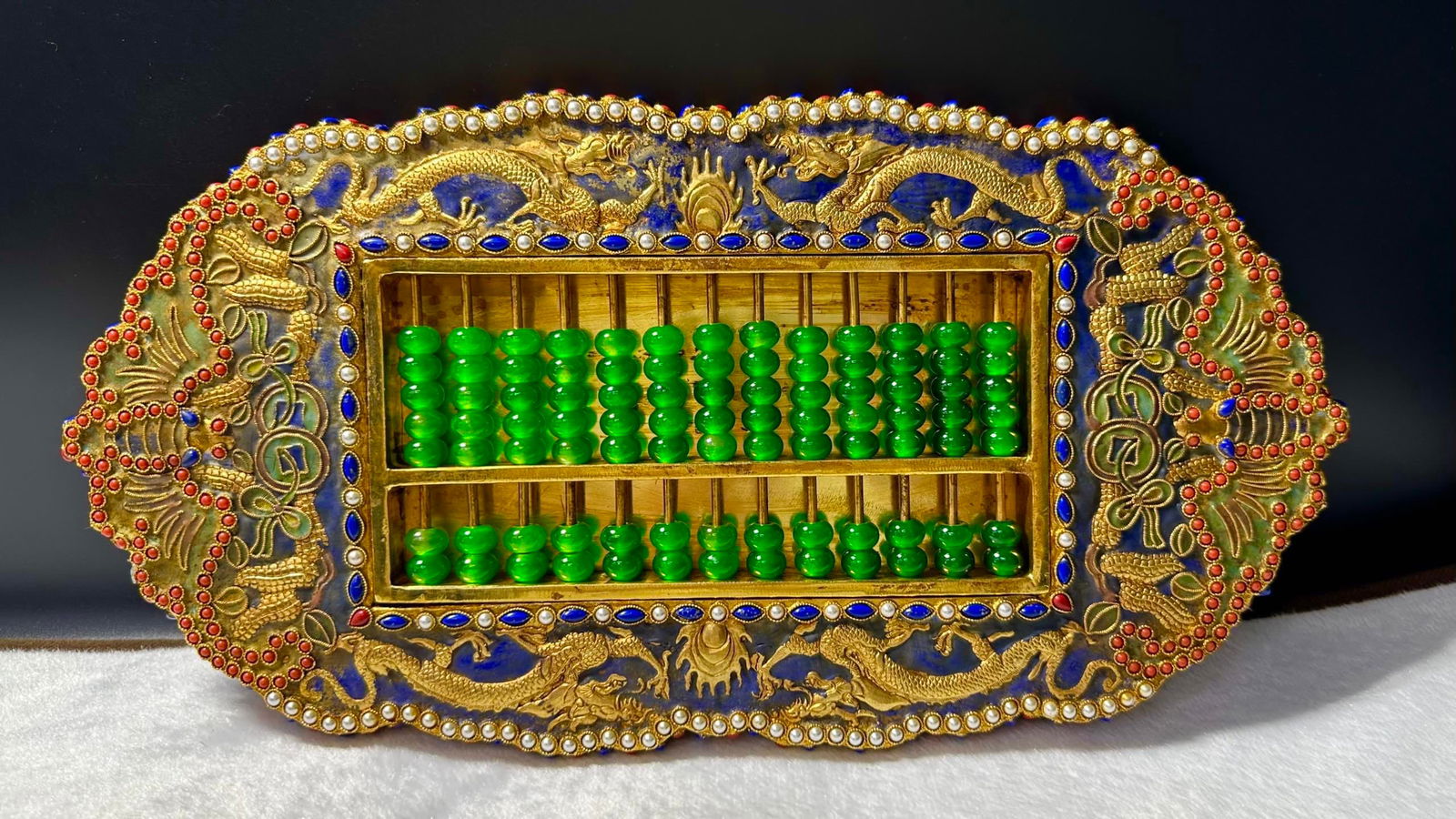 Qing Dynasty copper gilded inlaid gemstone abacus (1 of 9)