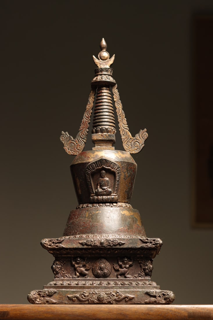 Copper gilded Buddhist pagoda from the Qing Dynasty (1 of 10)