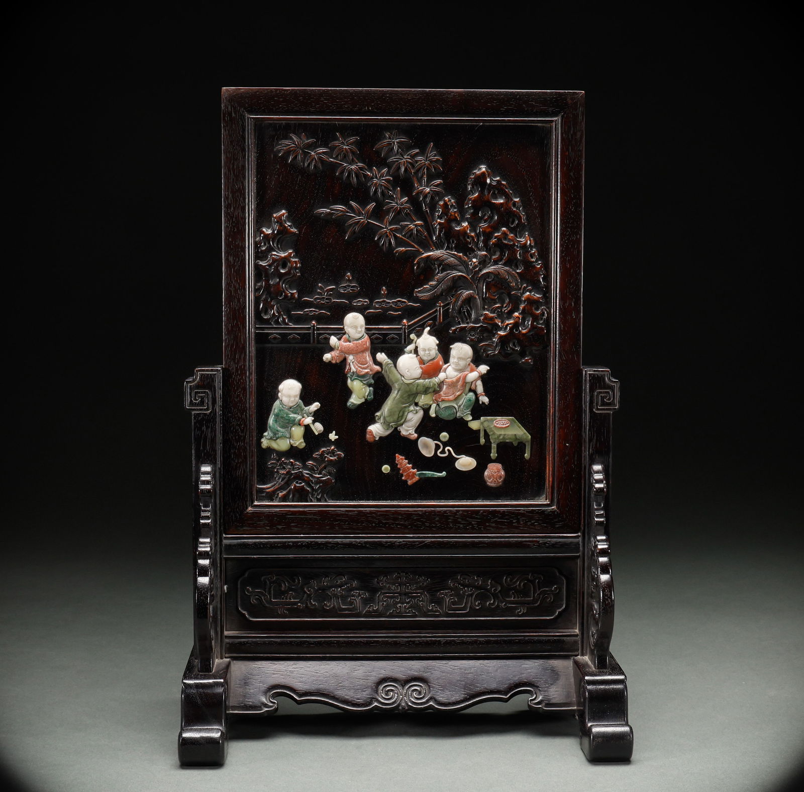 Qing Dynasty Purple Sandalwood Embedded with Hundred Treasures Screen Insertion (1 of 11)