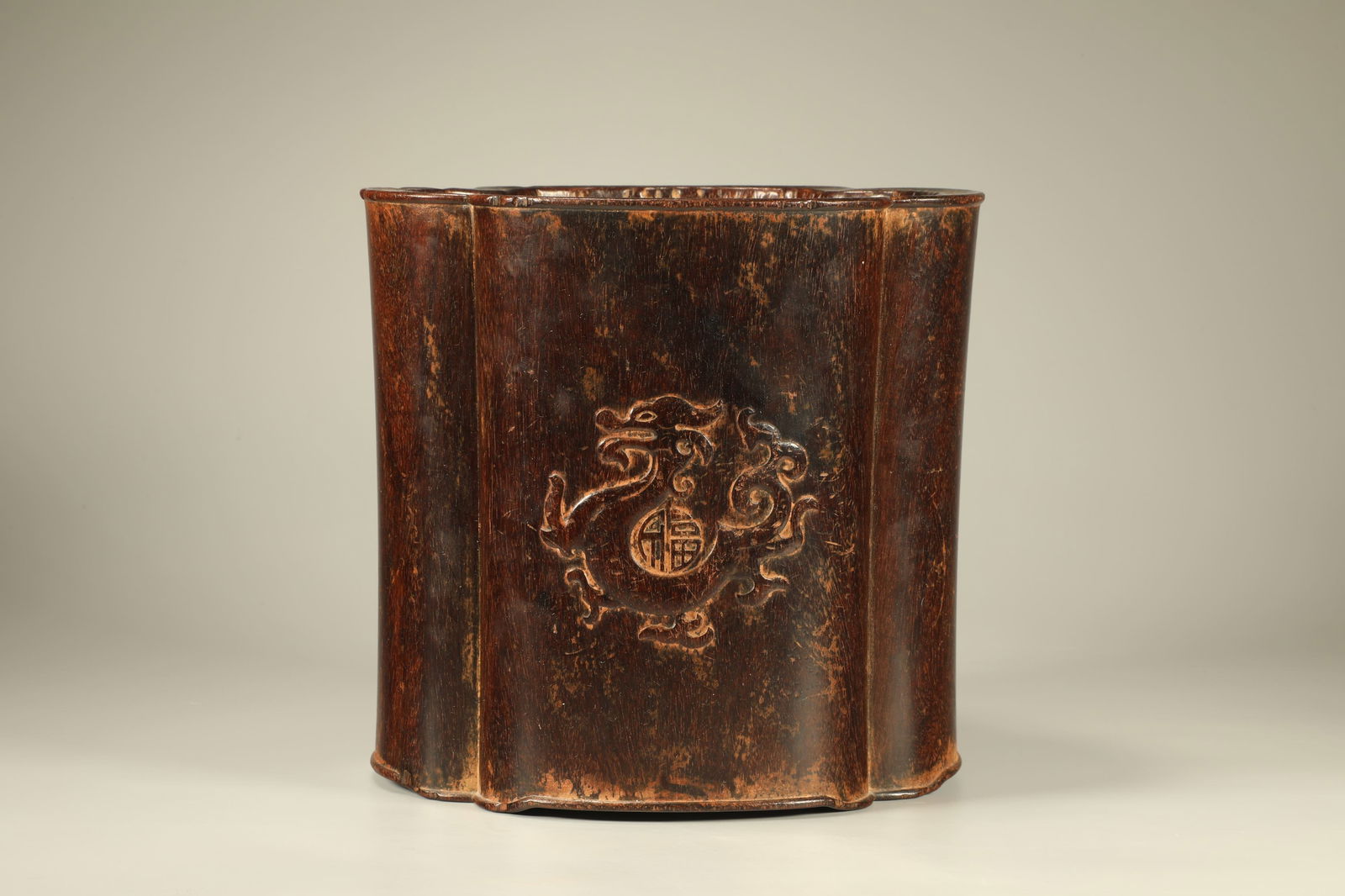 Qing Dynasty Purple Sandalwood Carving Dragon Pattern Kuikou Pen Holder (1 of 6)