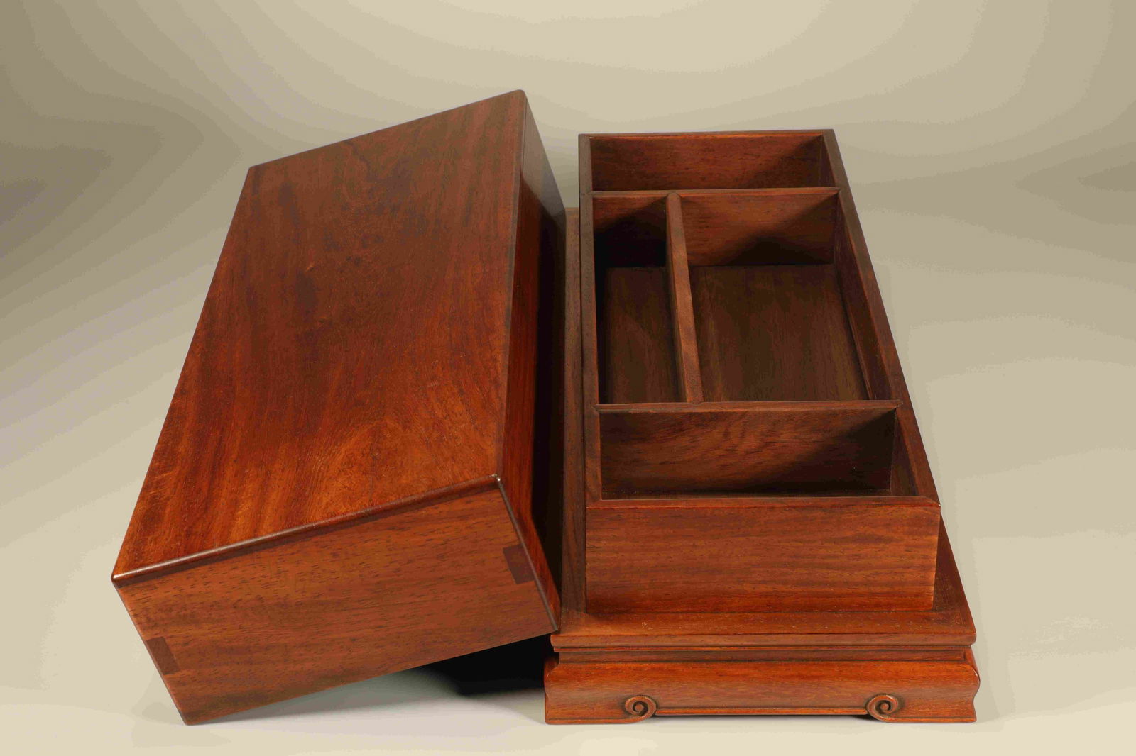 Qing Dynasty Huanghua Pear Plain Noodles Wenfang Cover Box: Length: 36cm, Width: 16cm, Height: 11cm,