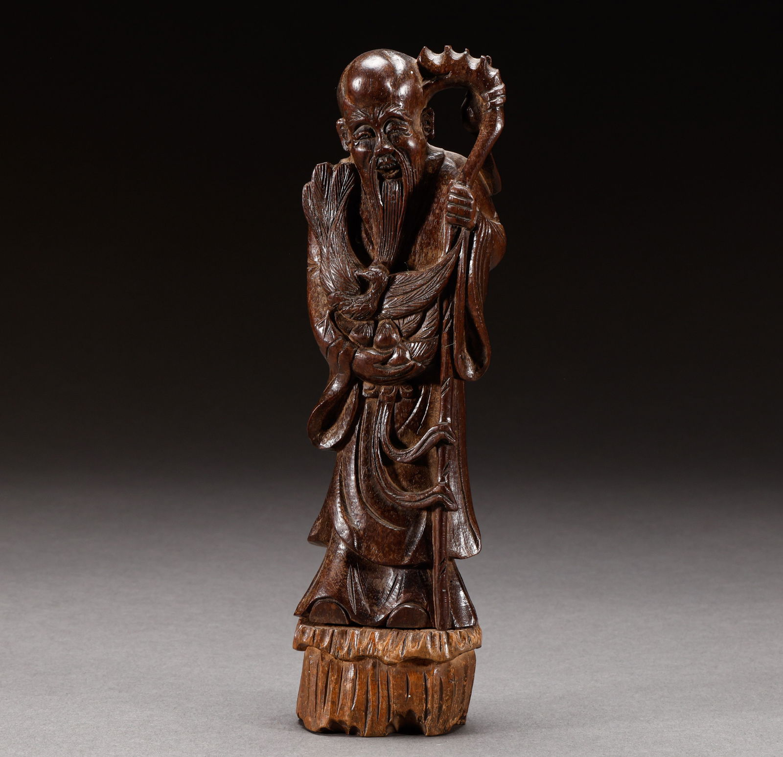 Huanghua Pear Longevity Star from Qing Dynasty or before: Height: 21.5cm, width: 5.6cm, weight: 236g