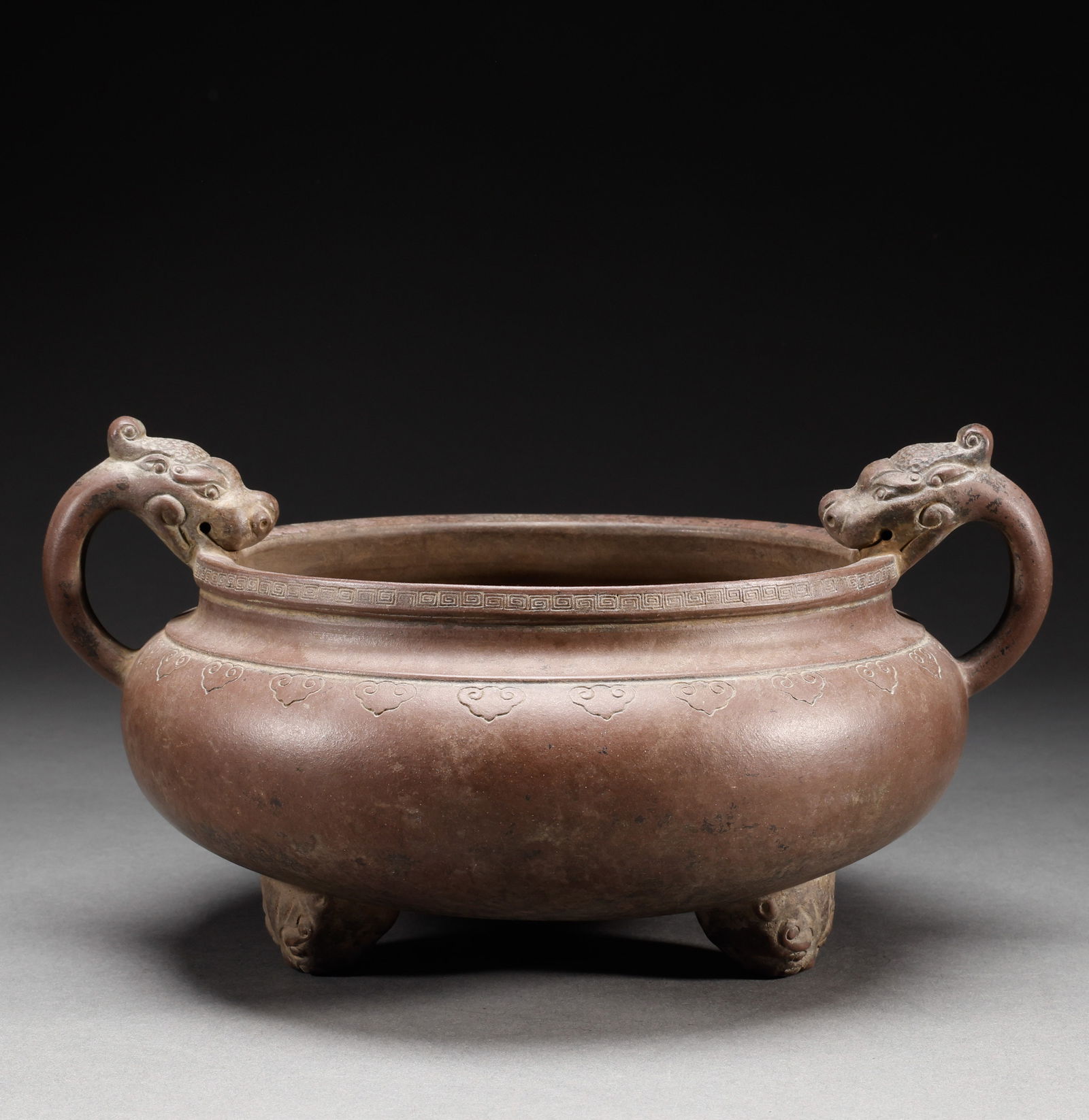 Qing Dynasty Purple Clay Double Ear Stove (1 of 7)