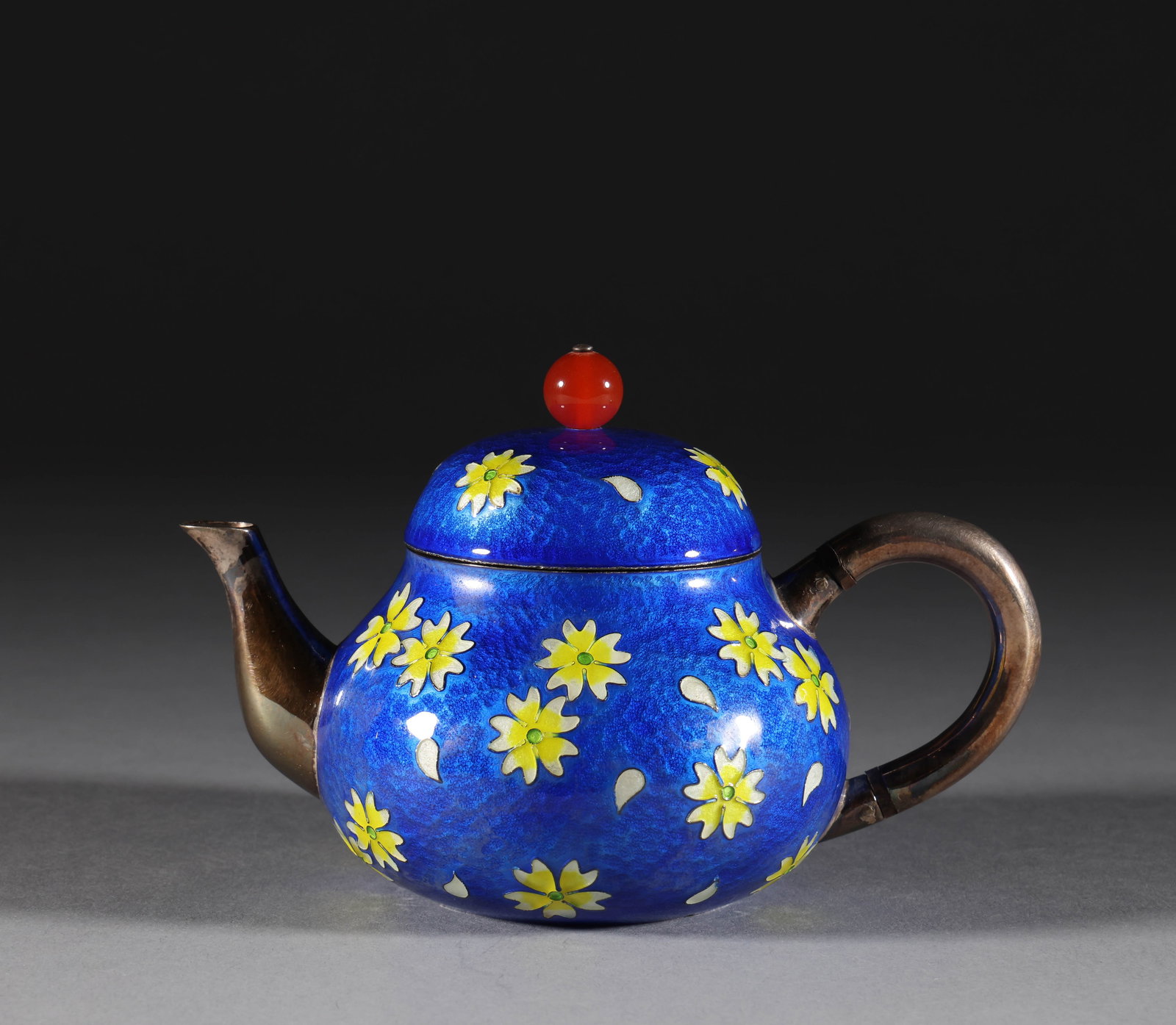 Japanese Soup Boiling and Roasting Blue Silver Pot: Height: 10cm, width: 14cm, weight: 269g
