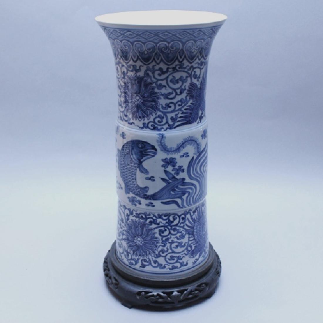 Decorative Blue and White Porcelain Gu Vase (1 of 9)