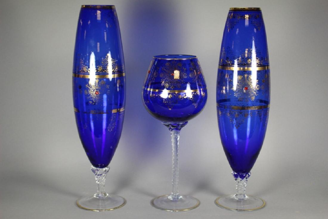 Venetian Glass Set Tall Form Vases and Goblet (1 of 6)