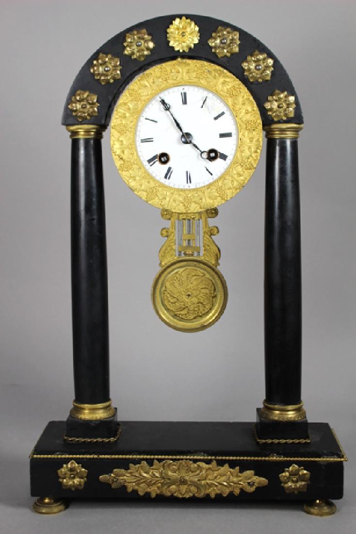 19th Century French Empire Slate Mantel Clock (1 of 9)