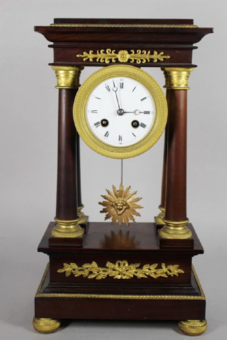 French Mahogany Portico Clock ca. 1880 (1 of 8)