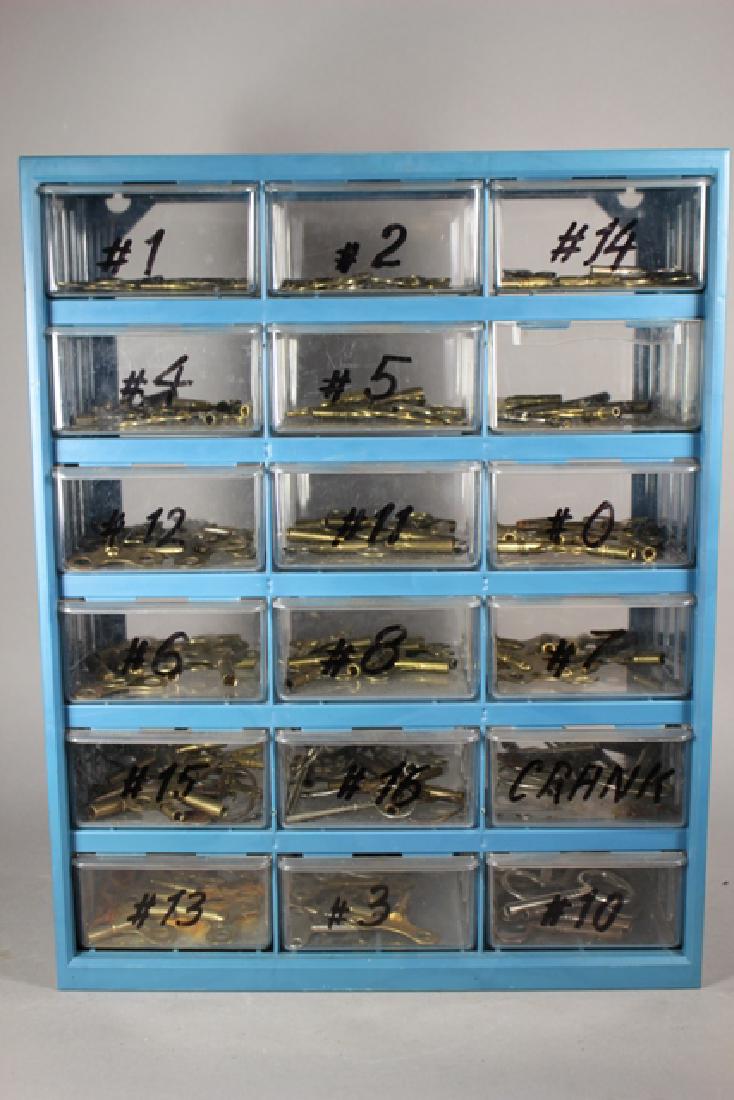 Multi-drawer cabinet containing clock keys (1 of 7)