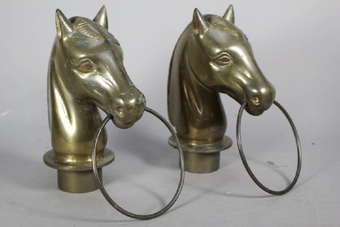 Vintage Brass Horse Head Hitching Post Toppers (1 of 6)