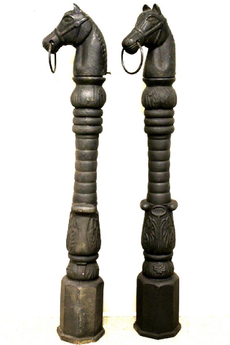 Pair Early 20th Century Horse Head Hitching Posts (1 of 8)