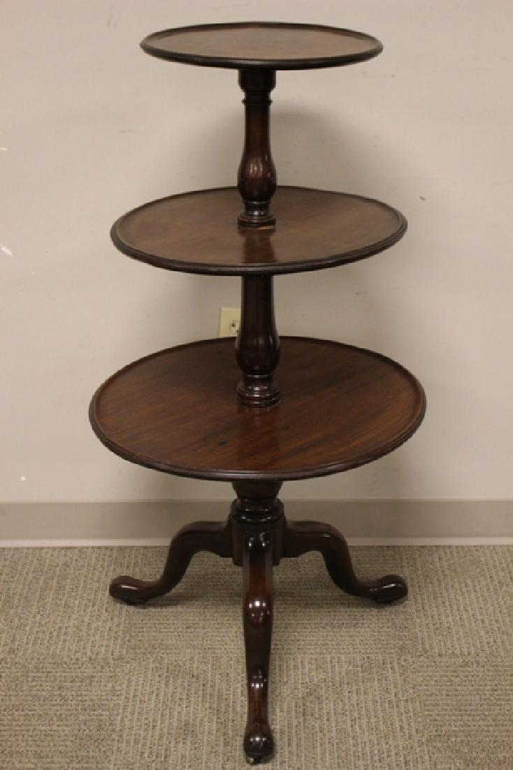 19th Century Mahogany Three Tier Dumbweighter Table (1 of 8)
