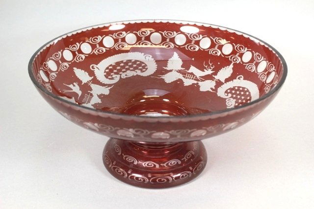 Bohemian Ruby Cut To Clear Round Bowl (1 of 3)