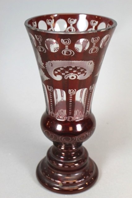 Bohemian Eggermann Ruby Cut to Clear Vase (1 of 4)