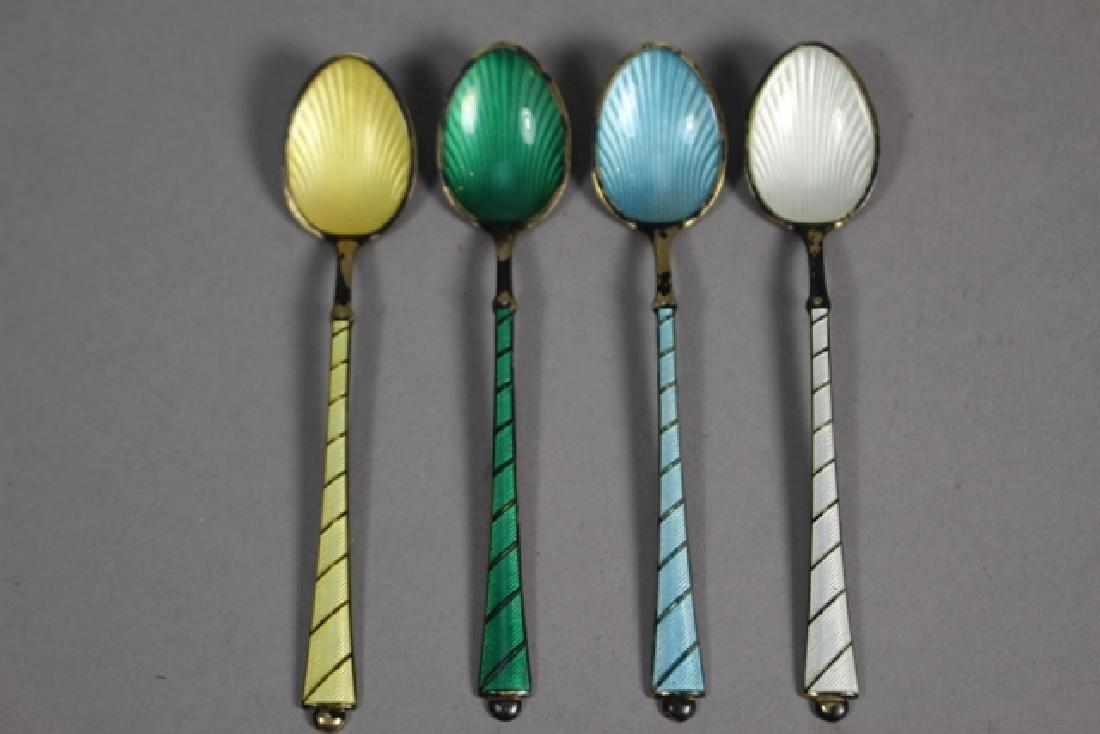Set of Four Ela Denmark Enameled Sterling Spoons (1 of 6)