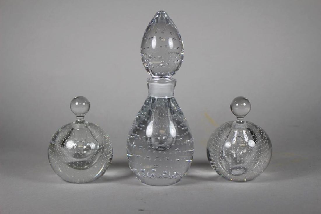 3 Clear Bubble Art Glass Perfume Bottles (1 of 7)