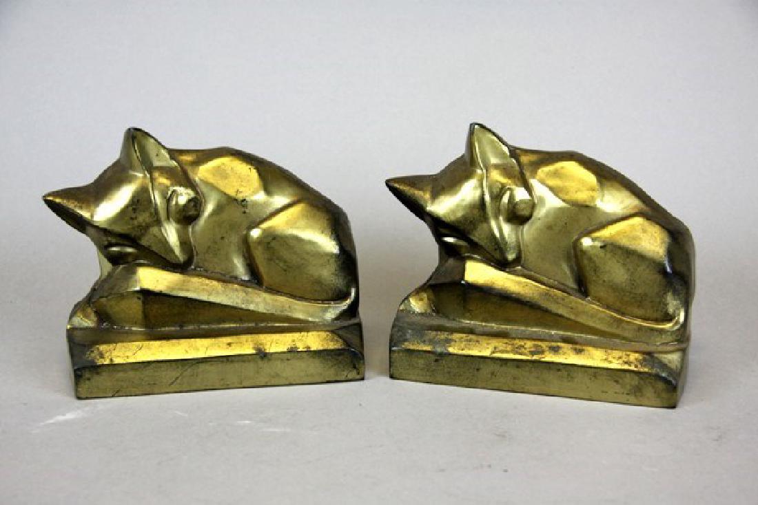 Mid-century Modern Brass Bookends Cubist Foxes (1 of 6)