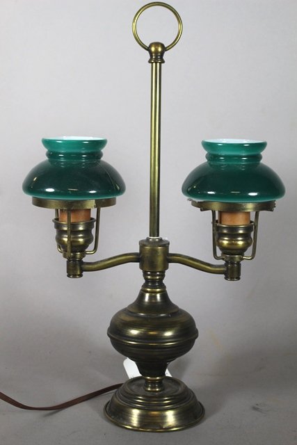 Miniature Brass Double Student Lamp (1 of 7)